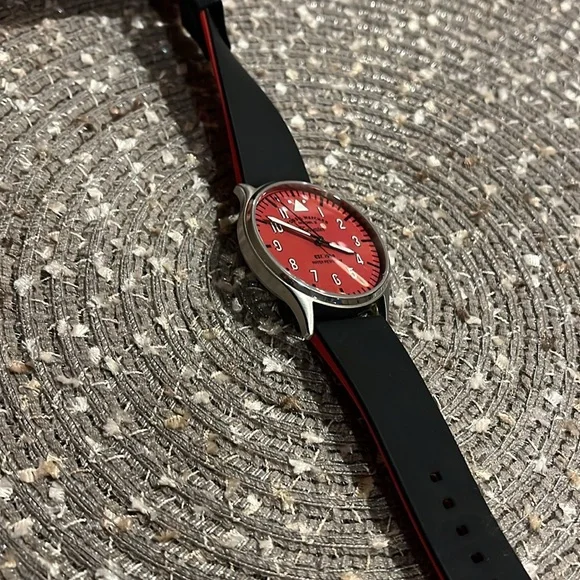 Fossil model 8 Forrester Red Dial Wristwatch with Black Strap - Picture 5 of 10